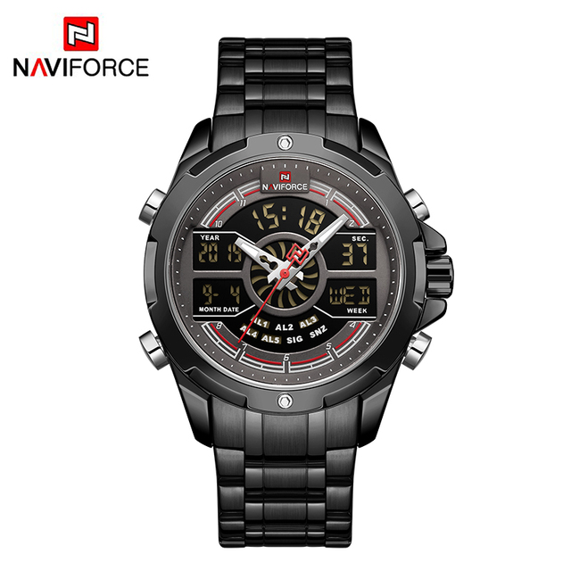 NAVIFORCE Luxury Men's Gold Watches Digital Chronograph Military Sport Quartz WristWatch Stainless Watches