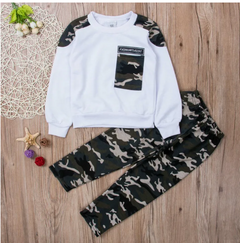 Toddler Kids Baby Boy Clothing Set Pocket Pullover Tops Camo Pant 2PCS Outfits T-shirts & Polos White 120cm