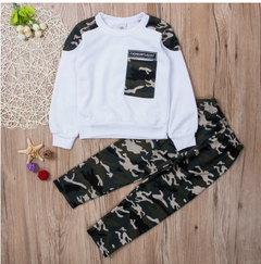Toddler Kids Baby Boy Clothing Set Pocket Pullover Tops Camo Pant 2PCS Outfits T-shirts & Polos White 140cm