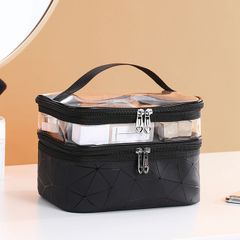Cosmetic Bags & Cases Cosmetic Storage Box Multifunction Double Transparent Cosmetic Bag Women Make Up Case Big Capacity Travel Makeup Organizer Toiletry Beauty Black