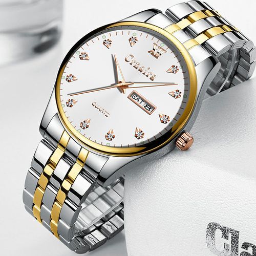 CRNAIRA Men Watch Stainless Steel Date Display Luminous Waterproof Quartz WristWatches For Men