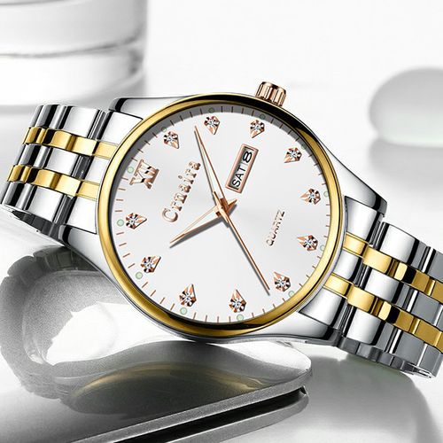 CRNAIRA Men Watch Stainless Steel Date Display Luminous Waterproof Quartz WristWatches For Men