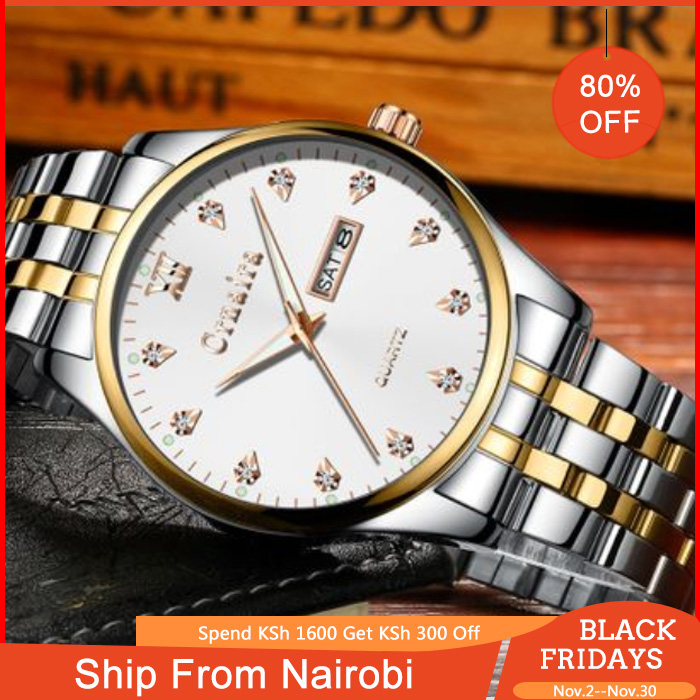CRNAIRA Men Watch Stainless Steel Date Display Luminous Waterproof Quartz WristWatches For Men