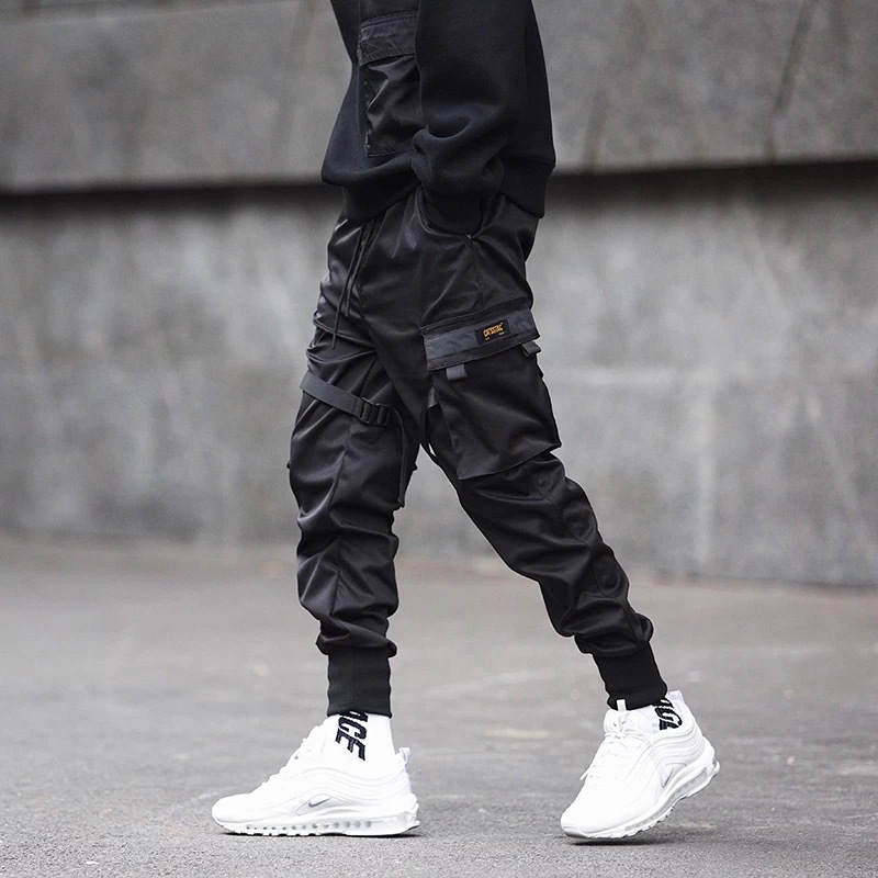 pocket Elastic Waist Design Harem Pant Men Streetwear Punk Hip Hop Casual Trousers Joggers Male Danc