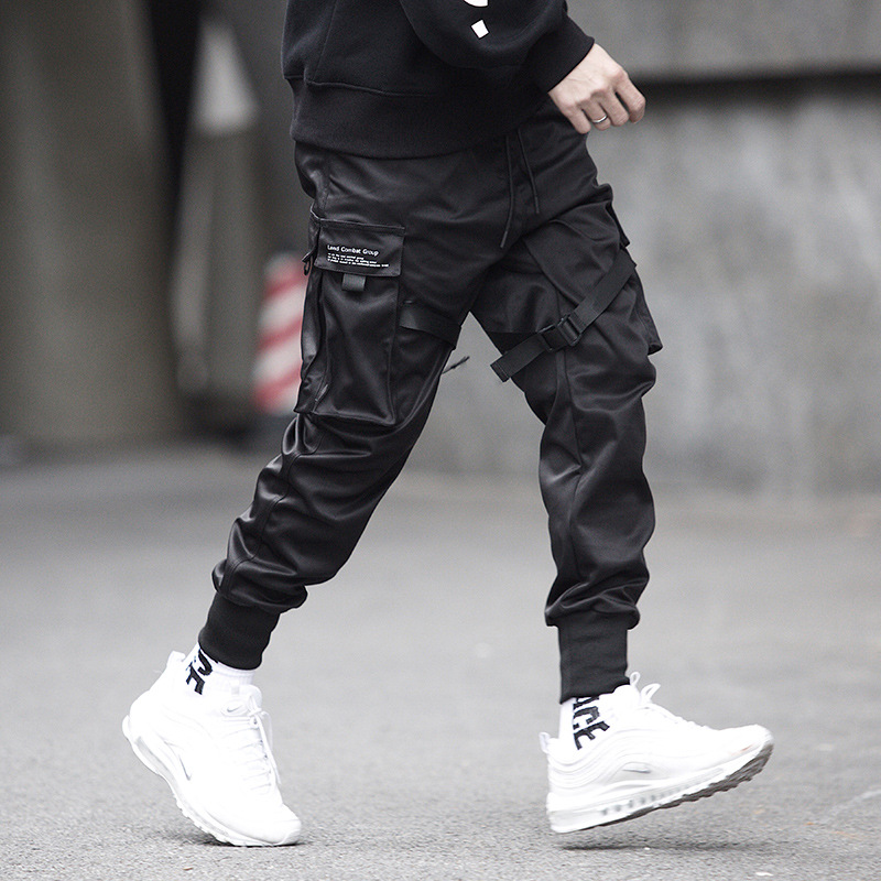 pocket Elastic Waist Design Harem Pant Men Streetwear Punk Hip Hop Casual Trousers Joggers Male Danc