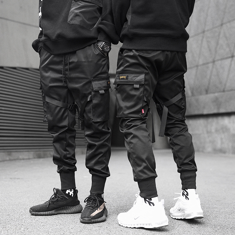 pocket Elastic Waist Design Harem Pant Men Streetwear Punk Hip Hop Casual Trousers Joggers Male Danc