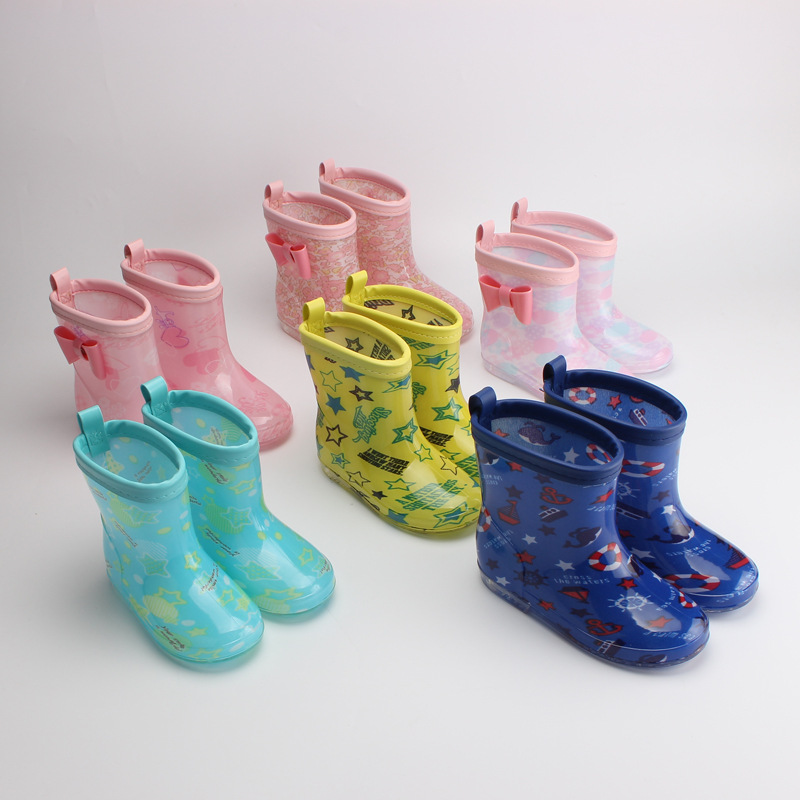 Cartoon Bow Rain Boots Kids for Boy Girls Rain Boots PVC Water Shoes Water Shoes