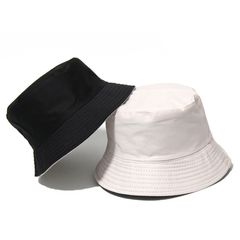 Black  Solid Bucket Hat Two side Wear Unisex Bob Caps Hip Hop Gorros Men women Hats & Caps white