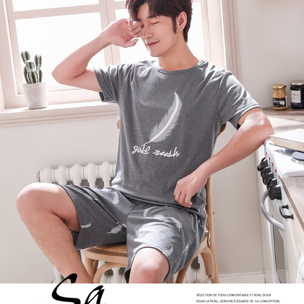 Big Size Pajamas Set for Men Summer Shorts Two Piece Sleepwear Shorts Sleeved Plus  Sleepwear