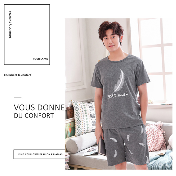 Big Size Pajamas Set for Men Summer Shorts Two Piece Sleepwear Shorts Sleeved Plus  Sleepwear