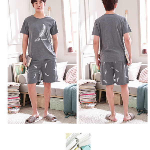 Big Size Pajamas Set for Men Summer Shorts Two Piece Sleepwear Shorts Sleeved Plus  Sleepwear