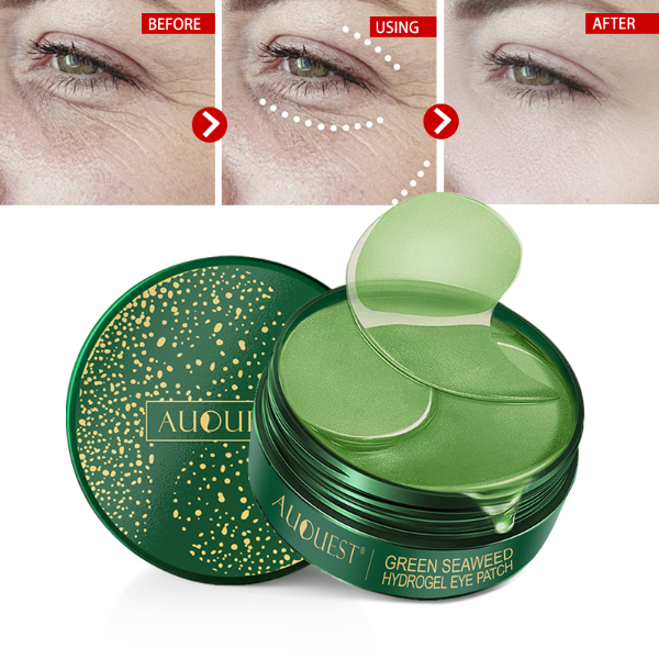 AUQUEST 60pcs Eye Patches Hyaluronic Seaweed Mask Moisturizing Dark Circles Eye Bags Skin Care
