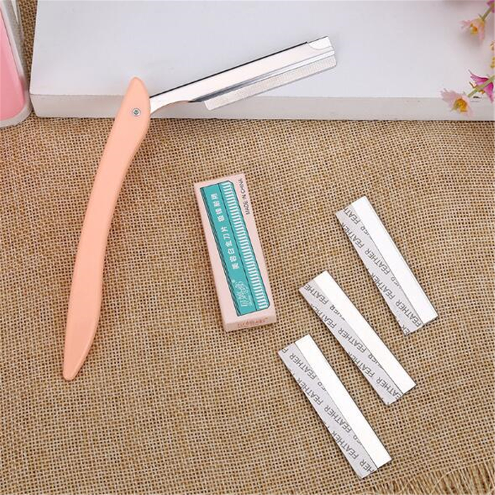 1Set Eyebrow Trimmer with 10 Razors Portable Eyebrow Razor Set Eye Brow Shaper Makeup