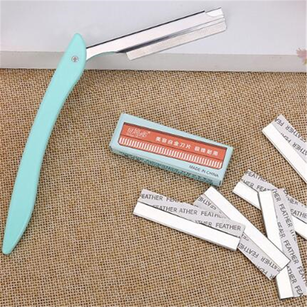 1Set Eyebrow Trimmer with 10 Razors Portable Eyebrow Razor Set Eye Brow Shaper Makeup