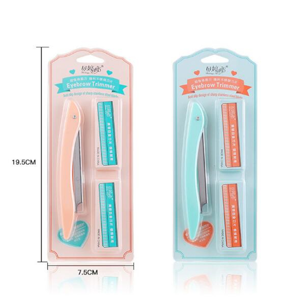 1Set Eyebrow Trimmer with 10 Razors Portable Eyebrow Razor Set Eye Brow Shaper Makeup