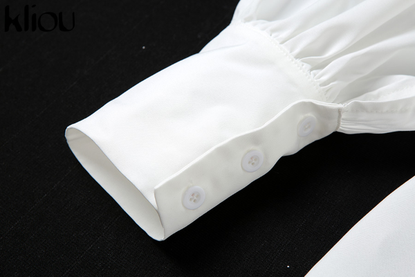 Kliou Lantern Sleeve Stacked Button Shirt Mini Dress Women Turn-Down Collar Single Breasted Skirts