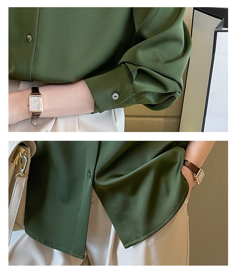 Blusas Blouses Femme Long Sleeve Green White Blouse Women Tops Blouse Women Blusas  Tops
