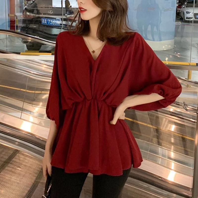 Blouse Women V-neck Shirt Female Autumn 2020 Loose Shirt Top Blusas Ropa De Tops
