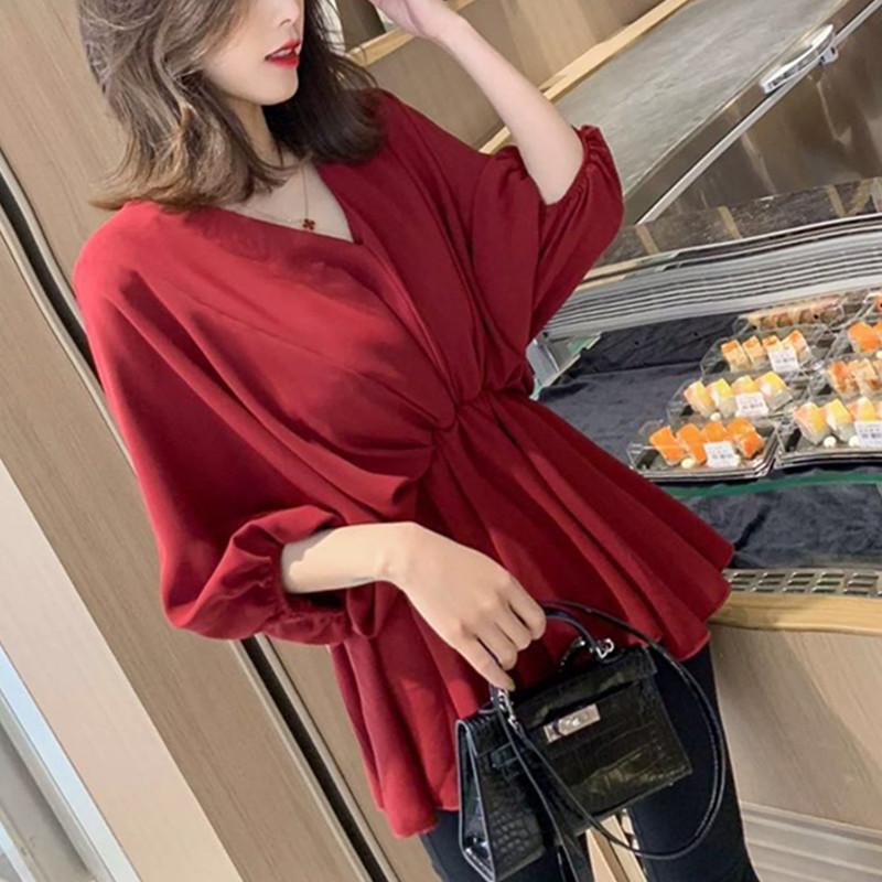 Blouse Women V-neck Shirt Female Autumn 2020 Loose Shirt Top Blusas Ropa De Tops