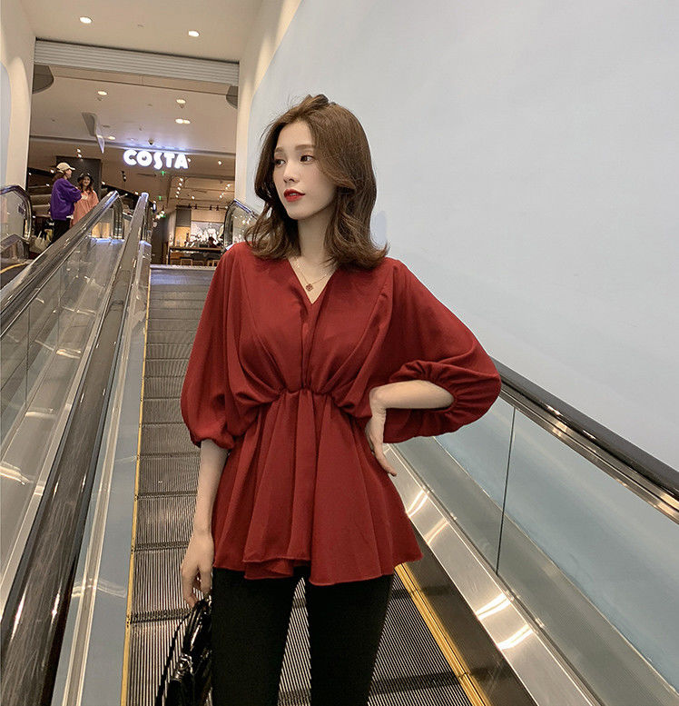 Blouse Women V-neck Shirt Female Autumn 2020 Loose Shirt Top Blusas Ropa De Tops