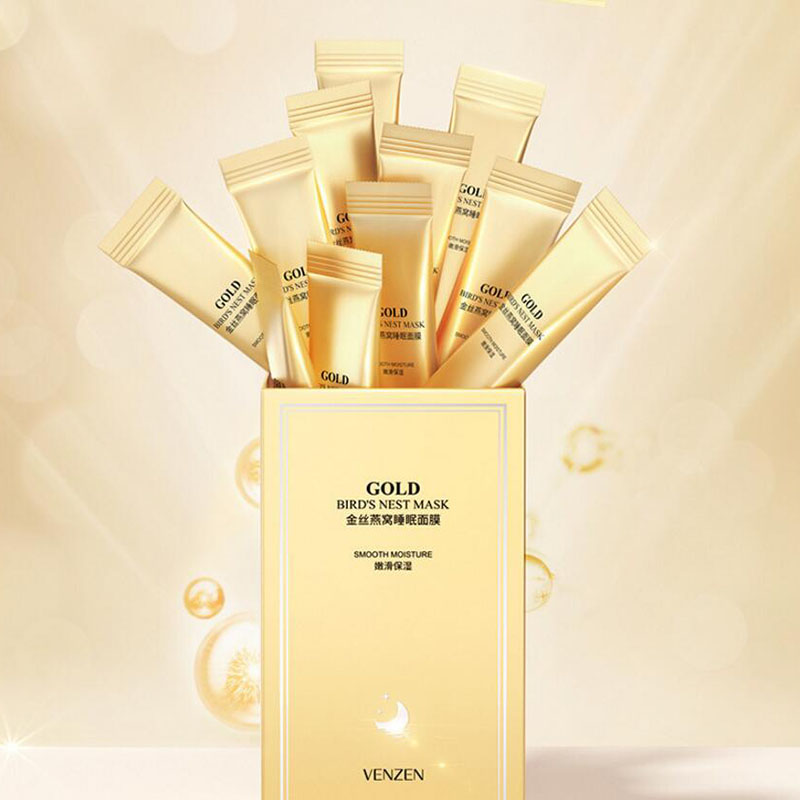 20pcs Gold Bird'S Nest Sleeping Mask Ginseng Root Skin-Friendly Smooth Moisturizing Delicate Skin Repairing Skin Care