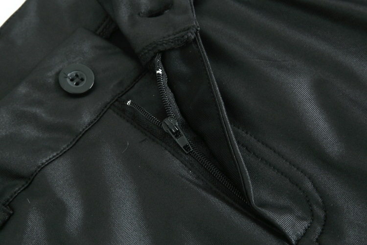 PU Leather Pants Women High Waist Button Zipper Slim Push Up Woman Pencil Pants Casual Pockets Trousers & Leggings