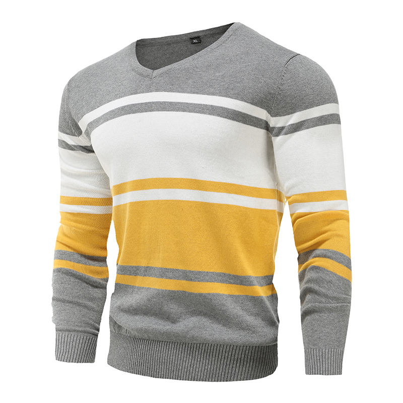 New Autumn Cotton Pullover V-neck Men's Sweaters Fashion Solid Color High Quality Slim Sweaters Pullover  T-shirts & Polos