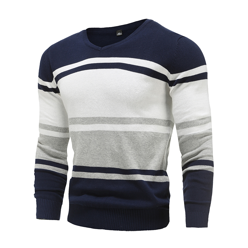 New Autumn Cotton Pullover V-neck Men's Sweaters Fashion Solid Color High Quality Slim Sweaters Pullover  T-shirts & Polos
