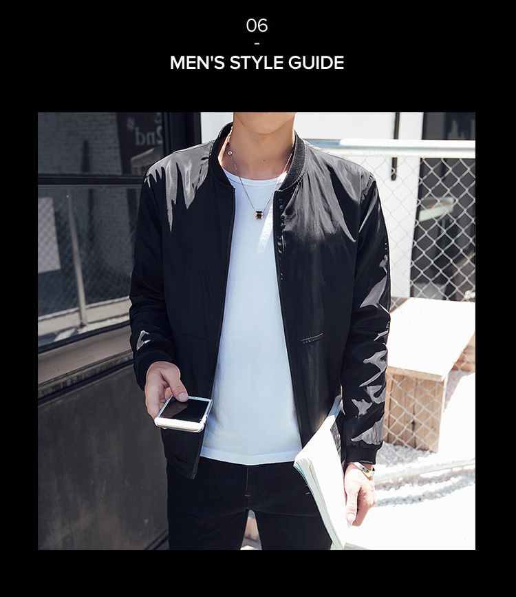 2020 Autumn Winter New Jacket Men Black Slim fit Zipper Up Bomber Jackets & Trench Coats