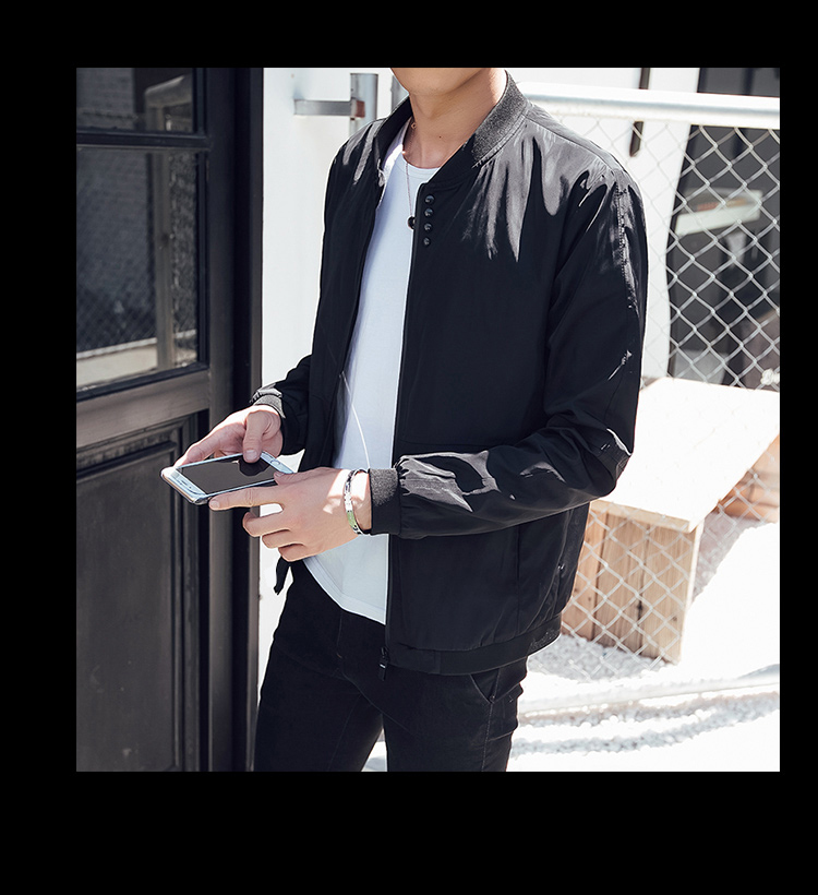 2020 Autumn Winter New Jacket Men Black Slim fit Zipper Up Bomber Jackets & Trench Coats
