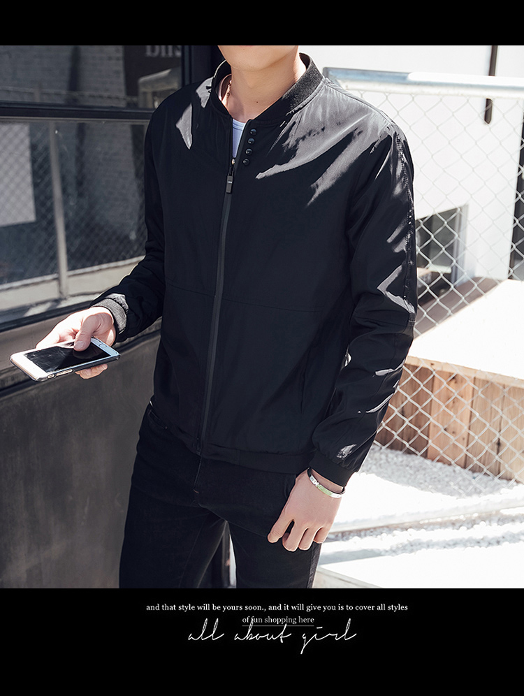 2020 Autumn Winter New Jacket Men Black Slim fit Zipper Up Bomber Jackets & Trench Coats