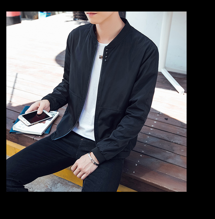 2020 Autumn Winter New Jacket Men Black Slim fit Zipper Up Bomber Jackets & Trench Coats