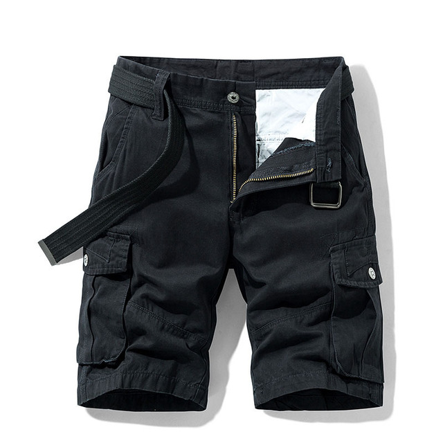 2021 Summer Men's Baggy Multi Pocket Military Cargo Shorts Male Cotton Khaki Trousers