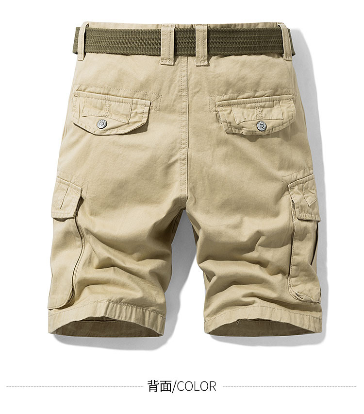 2021 Summer Men's Baggy Multi Pocket Military Cargo Shorts Male Cotton Khaki Trousers