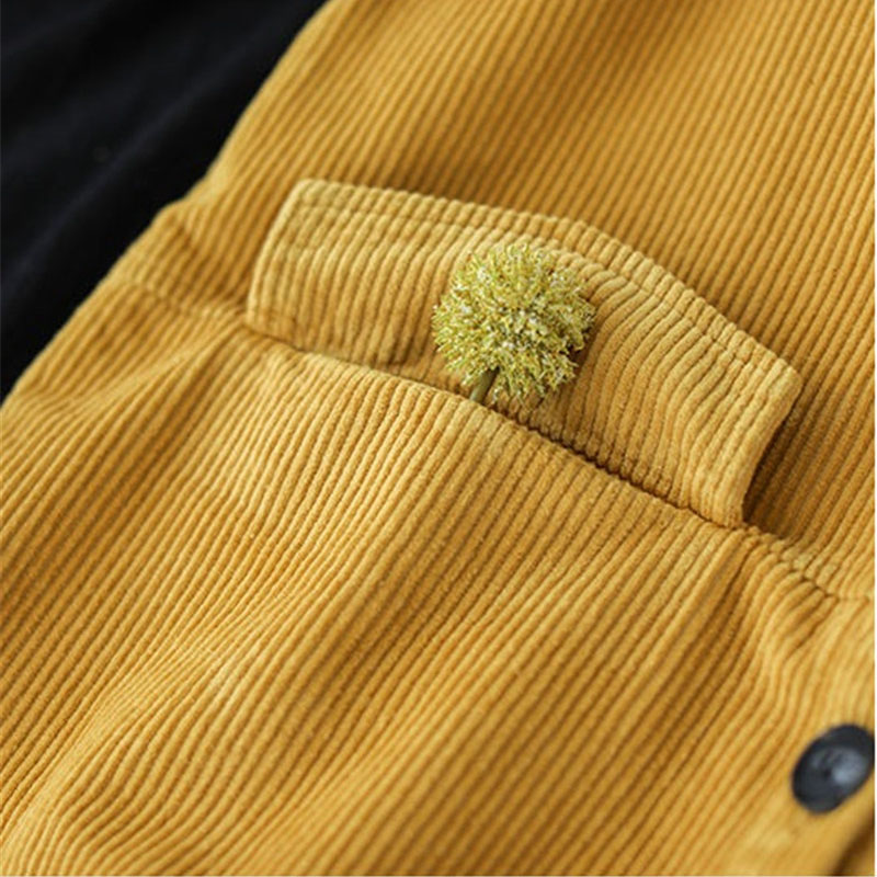 Spring Autumn New Corduroy Long-Sleeved Short Jacket Women's Pure Color Corduroy Coat Femalet Single-Breasted Tops