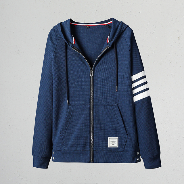 New Hoodies for Men Waffle Solid Cardigan Sweaters Jackets at All Seasons Jackets & Trench Coats