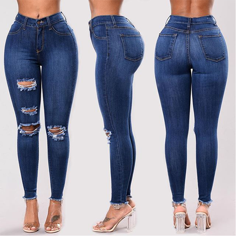 2022 New Spring Fashion High Waist Mom Jeans Female Ripped Jeans For Trousers & Leggings