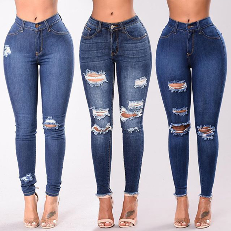 2022 New Spring Fashion High Waist Mom Jeans Female Ripped Jeans For Trousers & Leggings