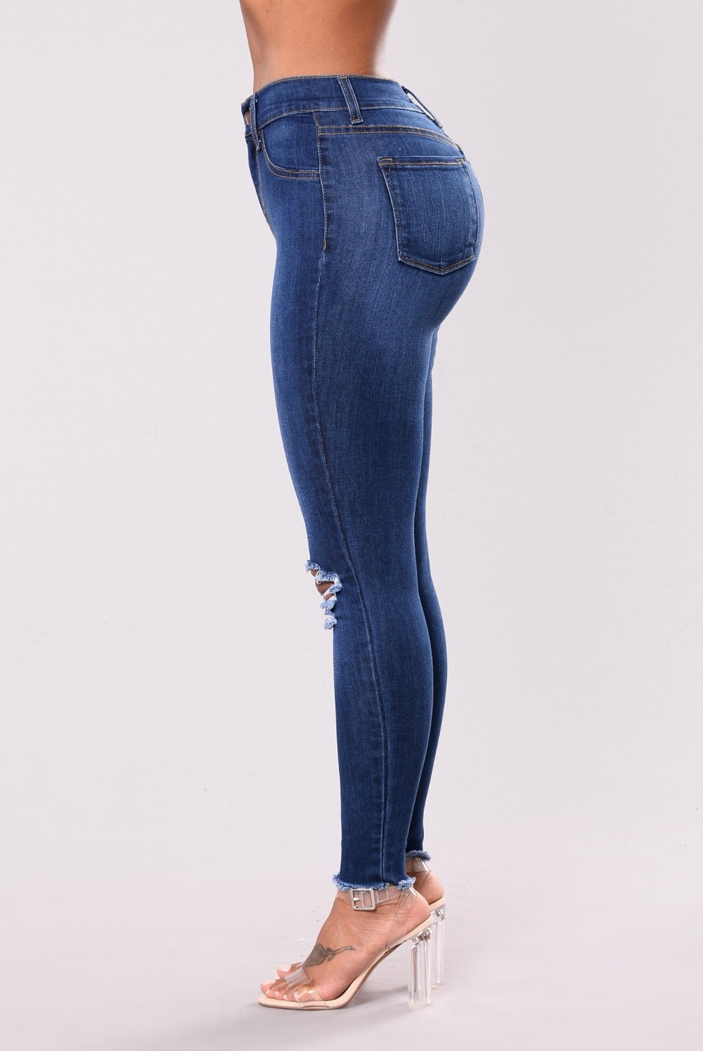 2022 New Spring Fashion High Waist Mom Jeans Female Ripped Jeans For Trousers & Leggings