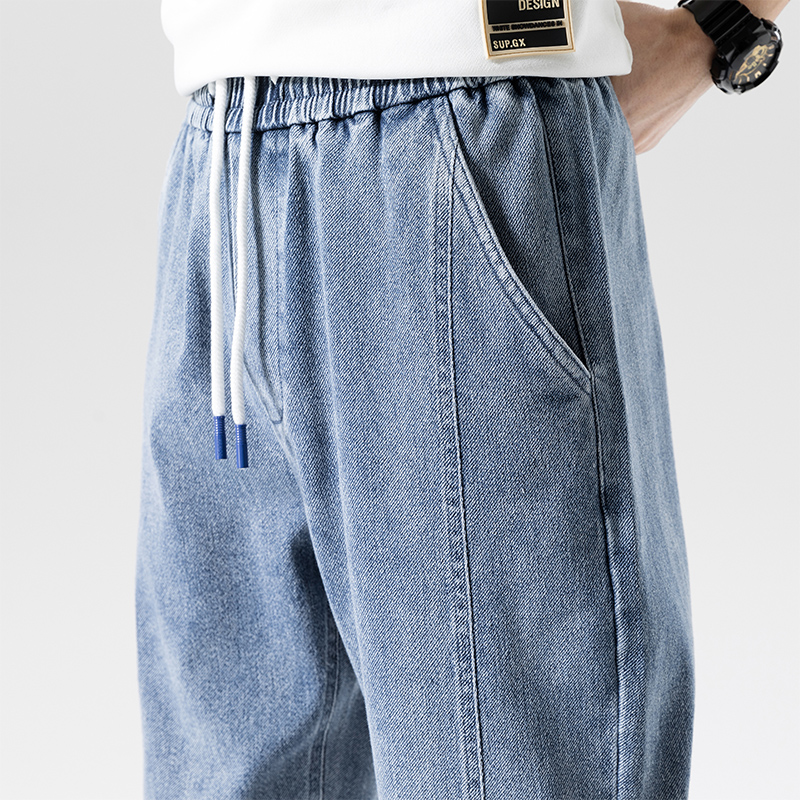 Spring Summer Black Blue Baggy Jeans Men Streetwear Denim Joggers Casual Cotton Harem Pants Jean Trousers