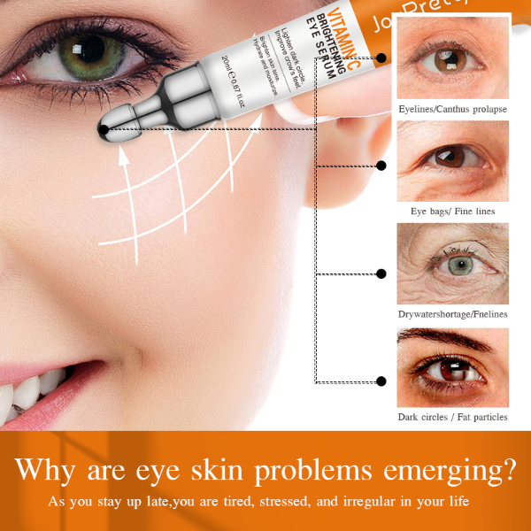 JoyPretty Vitamin C Eye cream Whitening Dark Circles Removal Fade Eye Bags Anti Wrinkle Serum Brightening Skin Care