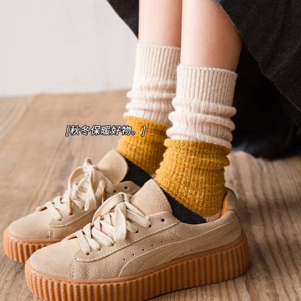 5PCS Socks Women 2022 New Cotton Socks Fashion Autumn Winter Socks Warm Patchwork Color Long Socks