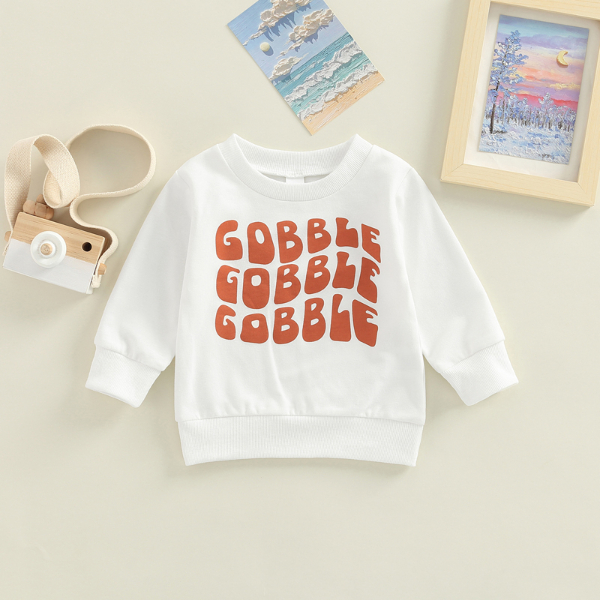 Baby Girl Boy Thanksgiving Outfit Gobble Crewneck Sweatshirt Long Sleeve Pullover Sweatshirts Tops  T-shirts & Polos