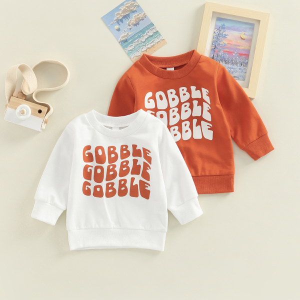 Baby Girl Boy Thanksgiving Outfit Gobble Crewneck Sweatshirt Long Sleeve Pullover Sweatshirts Tops  T-shirts & Polos