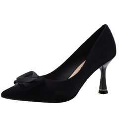 High Heels Women's 2023 Spring New Pointed Satin Satin Heel Mid-heel Shoes Thin Heel Pointed Toe Pumps Shoes 7cm 38 Black