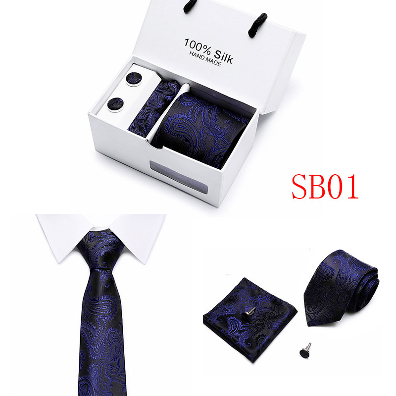 Lot 5 Pcs Men Business suits Tie Handkerchief Classic Men&apos;s Necktie Pocket Square Set Wedding tie