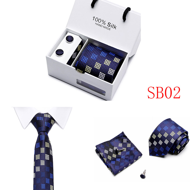 Lot 5 Pcs Men Business suits Tie Handkerchief Classic Men&apos;s Necktie Pocket Square Set Wedding tie