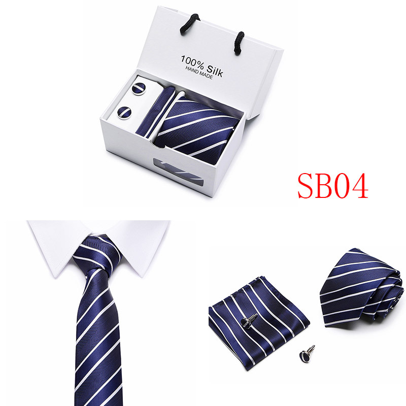 Lot 5 Pcs Men Business suits Tie Handkerchief Classic Men&apos;s Necktie Pocket Square Set Wedding tie