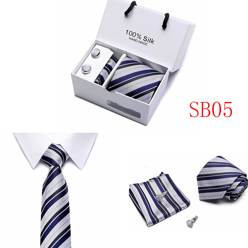 Lot 5 Pcs Men Business suits Tie Handkerchief Classic Men&apos;s Necktie Pocket Square Set Wedding tie