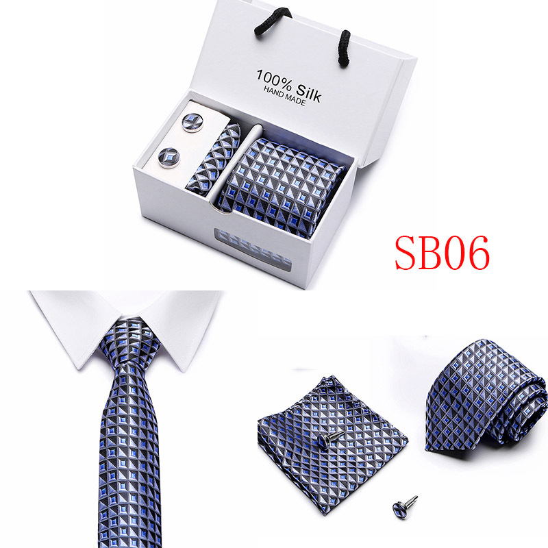 Lot 5 Pcs Men Business suits Tie Handkerchief Classic Men&apos;s Necktie Pocket Square Set Wedding tie